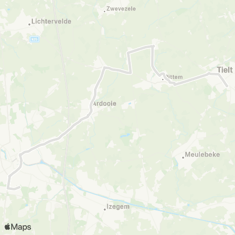 De Lijn Tielt - Pittem - Egem - Koolskamp - Ardooie - Roeselare map