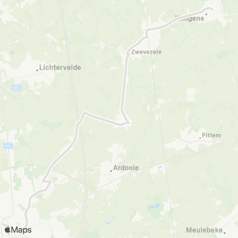 De Lijn Wingene - Zwevezele - Kapelhoek - Beveren - Roeselare map