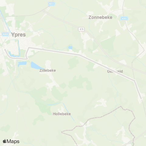 De Lijn Ieper - Geluveld - Kruiseke map