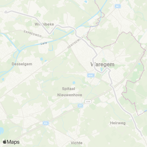 De Lijn Anzegem - Waregem - Wielsbeke - Oostrozebeke map
