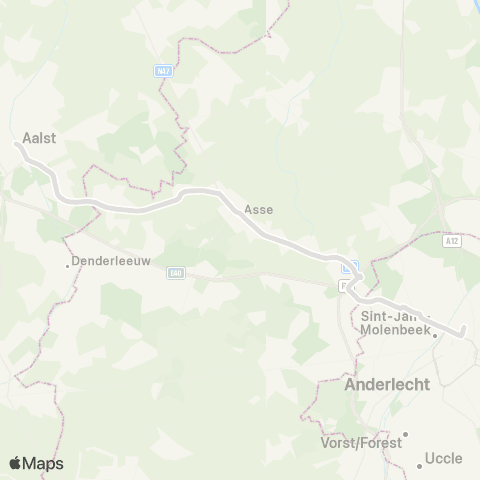De Lijn Snelbus Brussel Noord - Asse - Aalst map