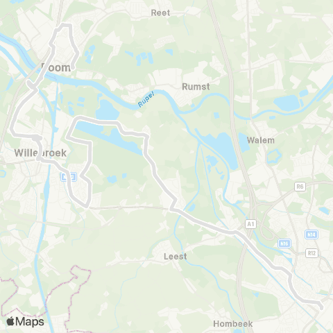 De Lijn Boom - Willebroek - Heindonk - Mechelen map