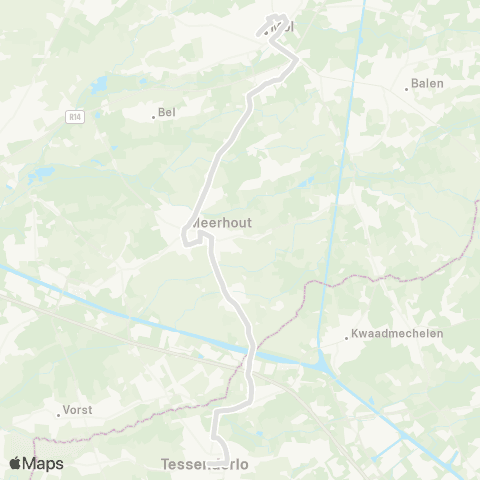 De Lijn Tessenderlo - Meerhout - Mol map