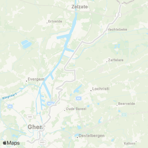 De Lijn Gent Sint-Pieters - Oostakker Edugo - Wachtebeke - Overslag map