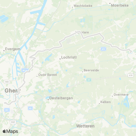 De Lijn Gent Sint-Pieters - Oostakker Edugo - Zaffelare - Lokeren map
