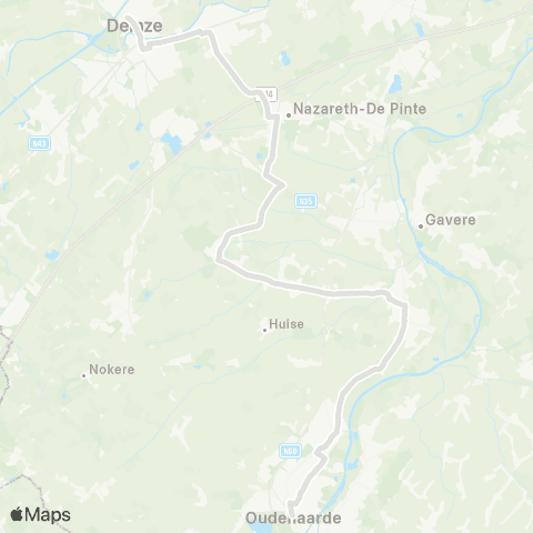 De Lijn Oudenaarde - Zingem - Ouwegem - Nazareth - Deinze map