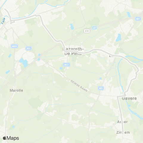 De Lijn Deinze - Nazareth - Eke - Semmerzake - Gavere - Zingem map