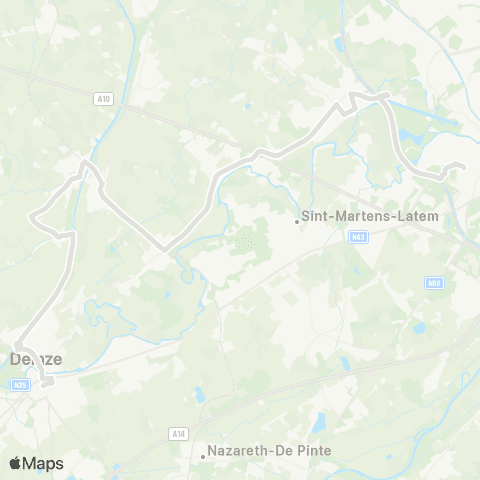 De Lijn Gent Sint-Pieters - Drongen - Leerne - Nevele - Deinze map