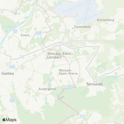 De Lijn Brussel - Wezembeek-Oppem - Tervuren map