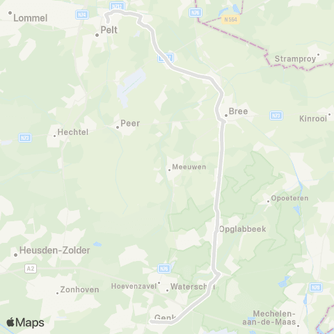 De Lijn Genk - Neerpelt Sneldienst map