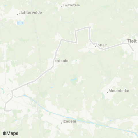 De Lijn Tielt - Pittem - Egem - Koolskamp - Ardooie - Roeselare map