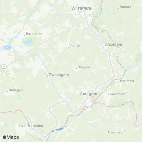 De Lijn Waregem - Anzegem - Avelgem - Spiere-Helkijn - Kooigem map