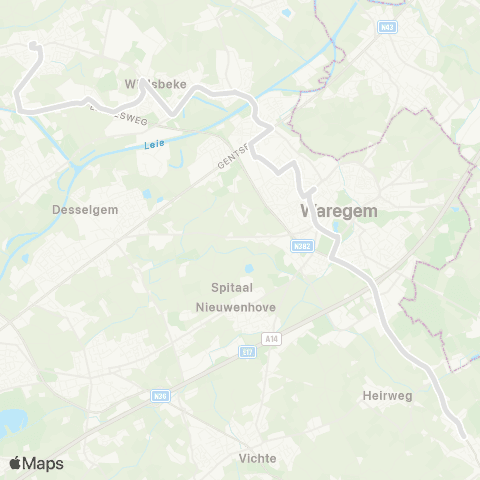 De Lijn Anzegem - Waregem - Wielsbeke - Oostrozebeke map