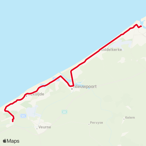 De Lijn Kusttram Westende - Oostende map