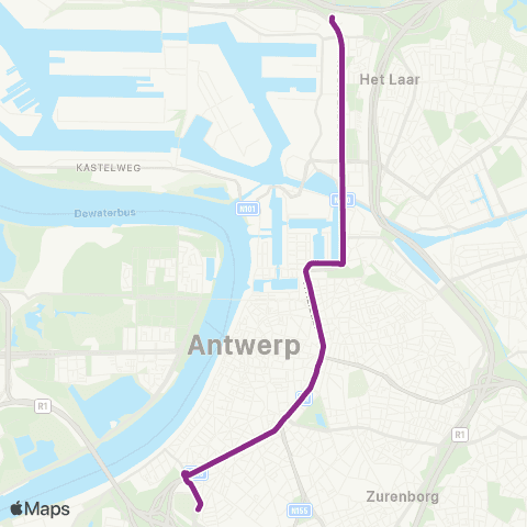 De Lijn Zuid - P+R Luchtbal map