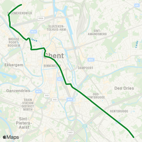 De Lijn Melle Leeuw - Gentbrugge Stelplaats map