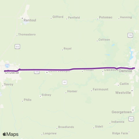 Danville Mass Transit District Danville-Champaign map