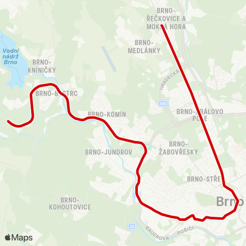 DPMB ŘEčkovice - Pisárky map