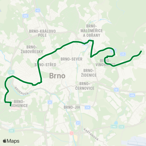 DPMB Starý Lískovec, Osová - Líšeň, Jírova map