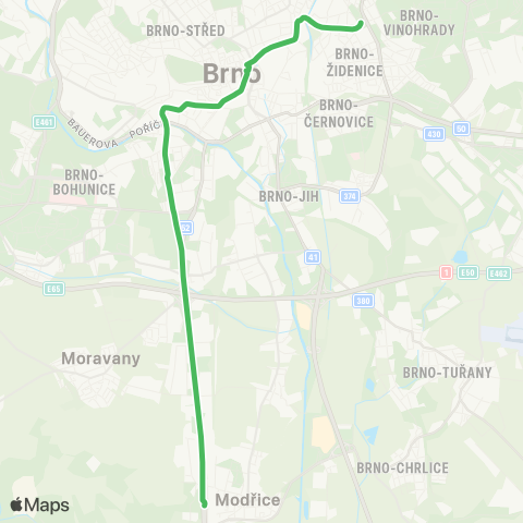 DPMB Židenice, Stará Osada - ÚstřEdní HřBitov ( - ModřIce, Smyčka) map