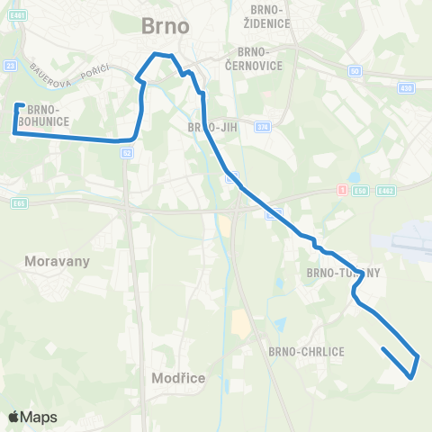 DPMB Studentská - Tovární map