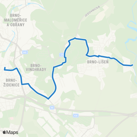 DPMB Židenice, Nádraží - Líšeň, Mariánské Údolí map