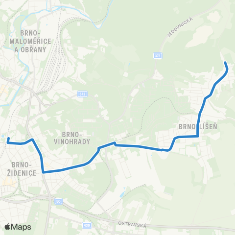 DPMB Líšeň, HřBitov - Židenice, Nádraží map