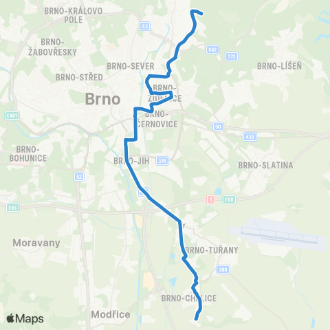 DPMB Červený Písek - Chrlice, Smyčka map