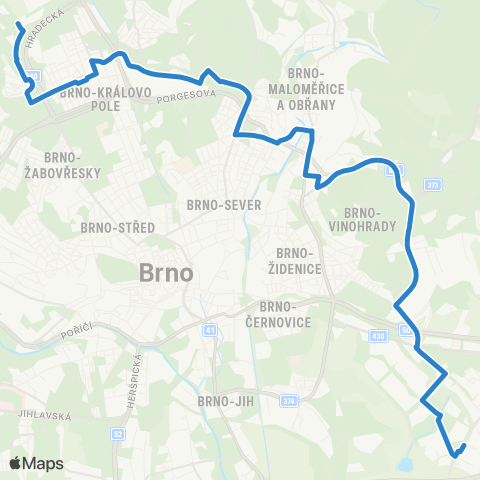 DPMB Technologický Park - ObřAny, Sídliště map