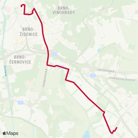 DPMB Židenice, Nádraží - Slatina, Závod map