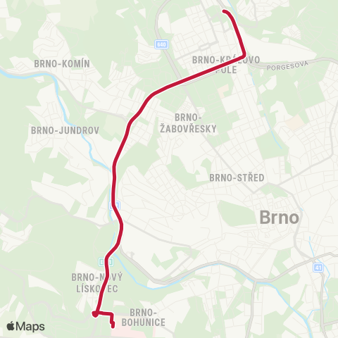 DPMB Nemocnice Bohunice - Technologický Park map