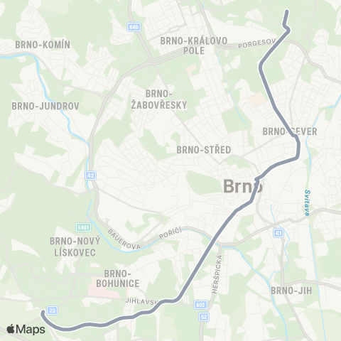 DPMB Lesná - Starý Lískovec, Smyčka map