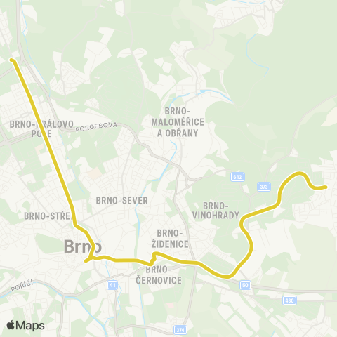 DPMB Líšeň, Mifkova - Nemocnice Bohunice map