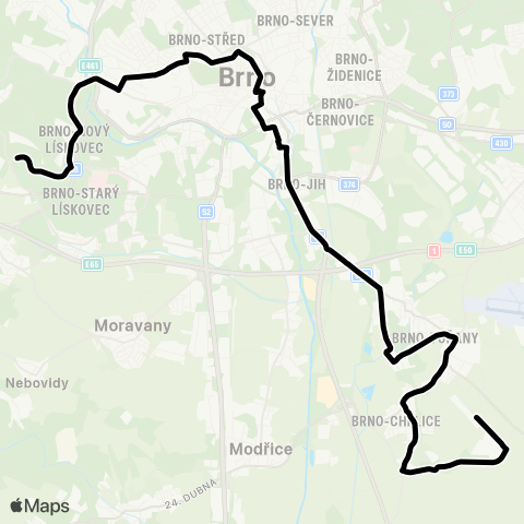 DPMB Kamenný Vrch - Chrlice, Smyčka ( - Tovární) map