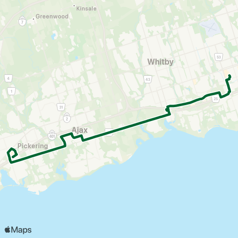 Durham Region Transit Route 917 map