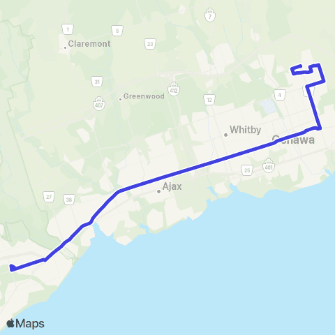 Durham Region Transit Route N1 map