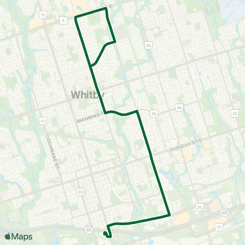 Durham Region Transit Route 319 map