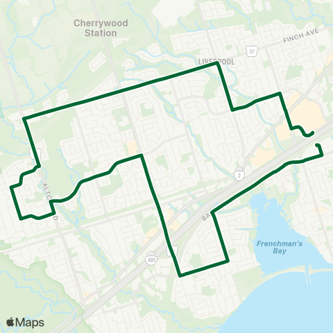 Durham Region Transit Route 121 map