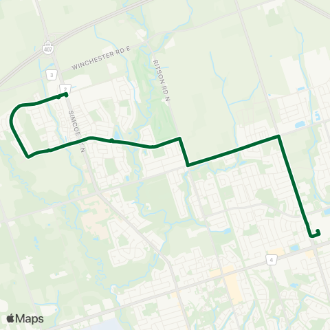 Durham Region Transit Route 419 map