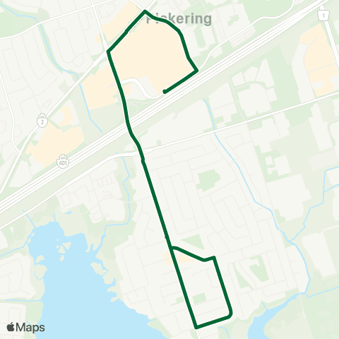 Durham Region Transit Route 100 map