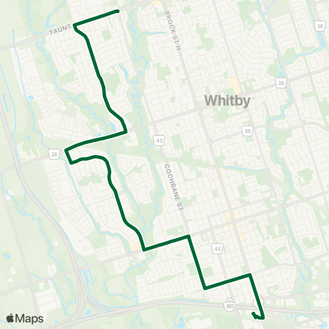 Durham Region Transit Route 301 map