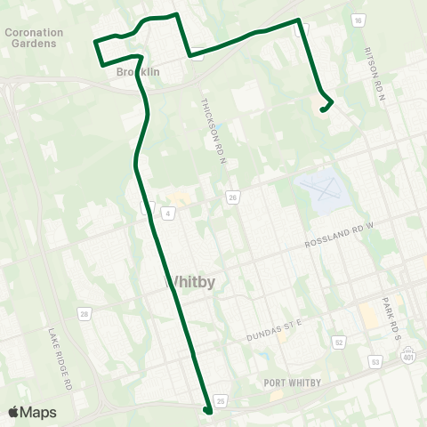 Durham Region Transit Route 302 map
