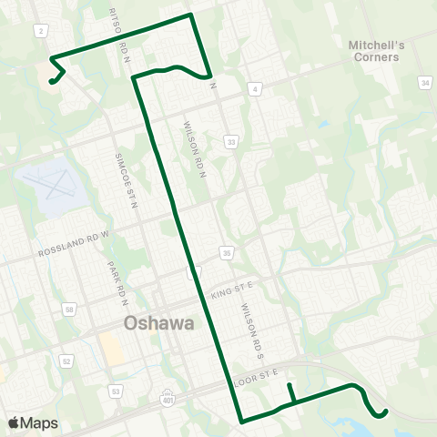 Durham Region Transit Route 407 map