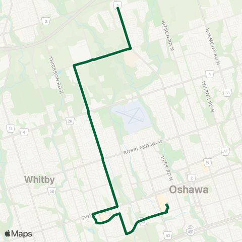 Durham Region Transit Route 409 map