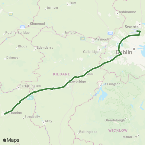 Dublin Coach Portlaoise - Dublin Airport map