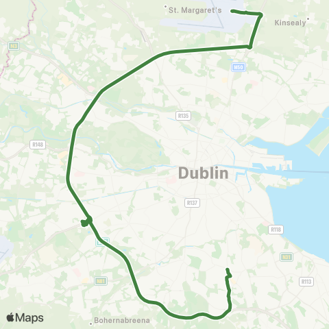 Dublin Coach Dundrum - Dublin Airport map