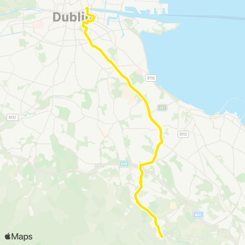 Dublin Bus Kilternan - Eden Quay map