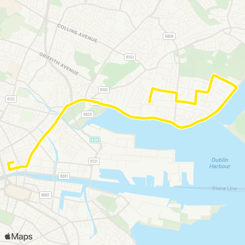 Dublin Bus Talbot Street - Castle Avenue map