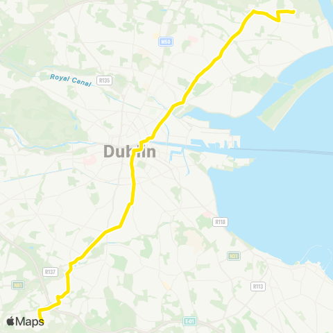 Dublin Bus Ballycullen Road - Clongriffin map