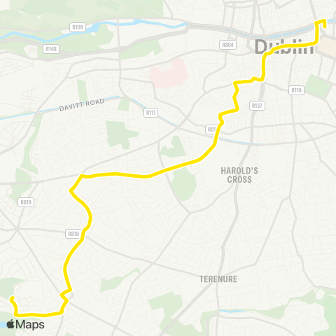 Dublin Bus Rossmore - Hawkins Street map